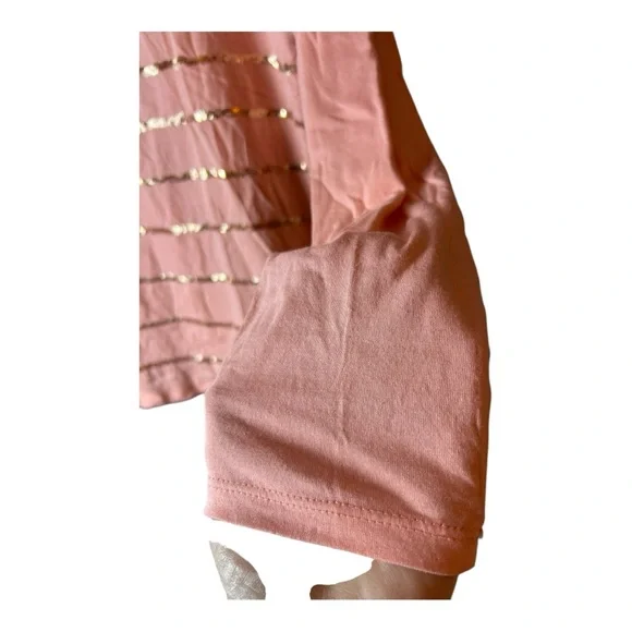 Apt. 9 Women’s Blush Gold Sequin Stripes Long Sleeve Tee Size XL - Picture 5 of 8